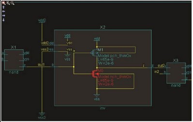 圖2：采用 Calibre PERC 的 TDDB 檢查法：一個(gè)具有高壓路徑的薄柵氧 PMOS（型號(hào)：pmos_lv）可能會(huì)導(dǎo)致 NTBI 。